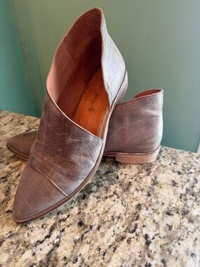 Free People Leather D’Orsay Flats Distressed Slip-On Loafers 38.5/US 8 Boho